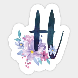 Floral Monogram H Pretty Lilac Bouquet Sticker